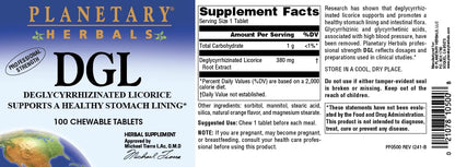 Planetary Herbals DGL Licorice side view with count details