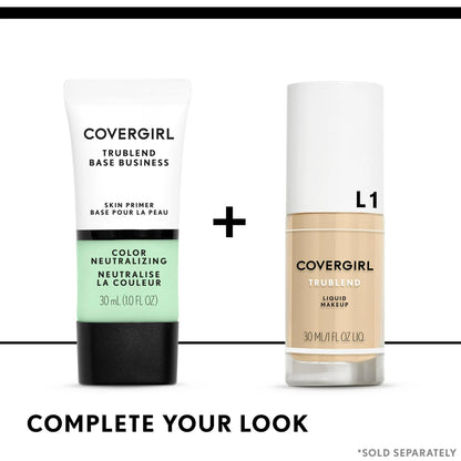 Close up of Covergirl TruBlend face primer label details