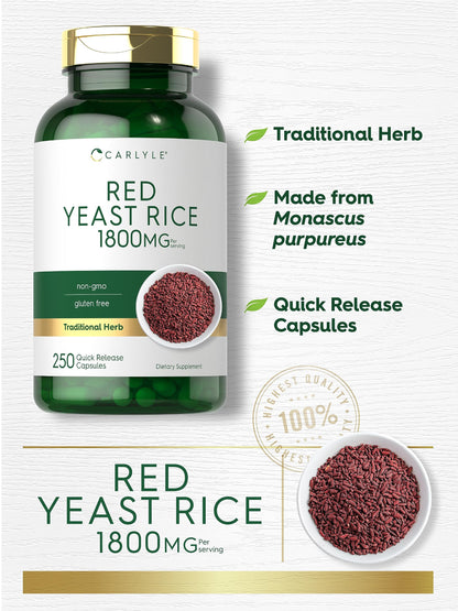 Authentic USA imported Carlyle Red Yeast Rice non GMO gluten free capsule capsules