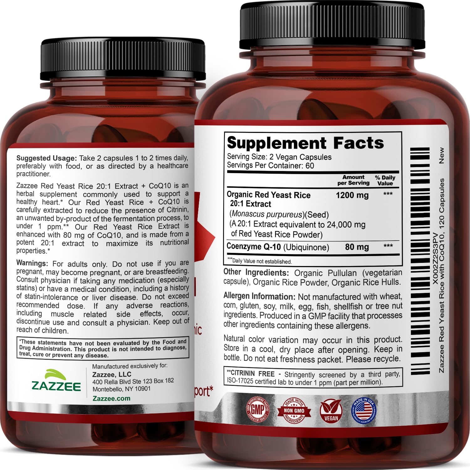 Zazzee Naturals authentic imported dietary supplement clean ingredients list