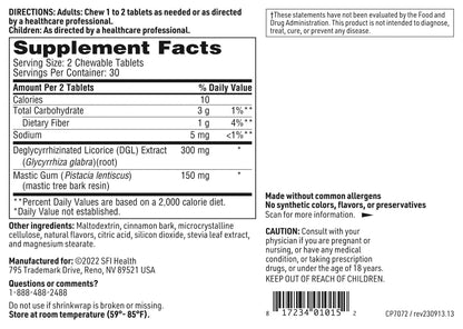 Klaire Labs Mastic Gum DGL 60 tablets packaging