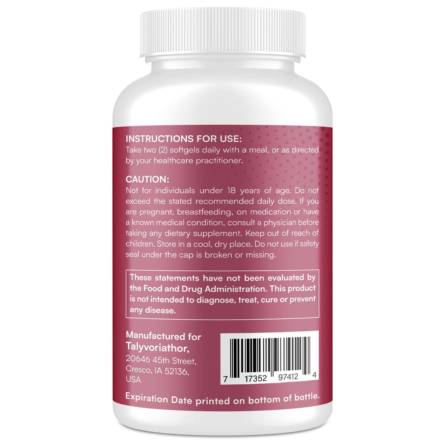 Authentic Talyvoriathor cardiovascular health supplement bottle