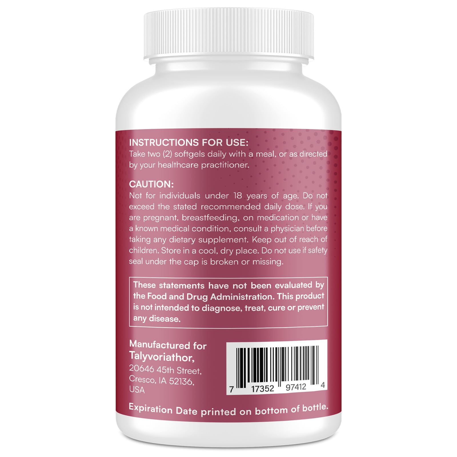 Authentic Talyvoriathor cardiovascular health supplement bottle