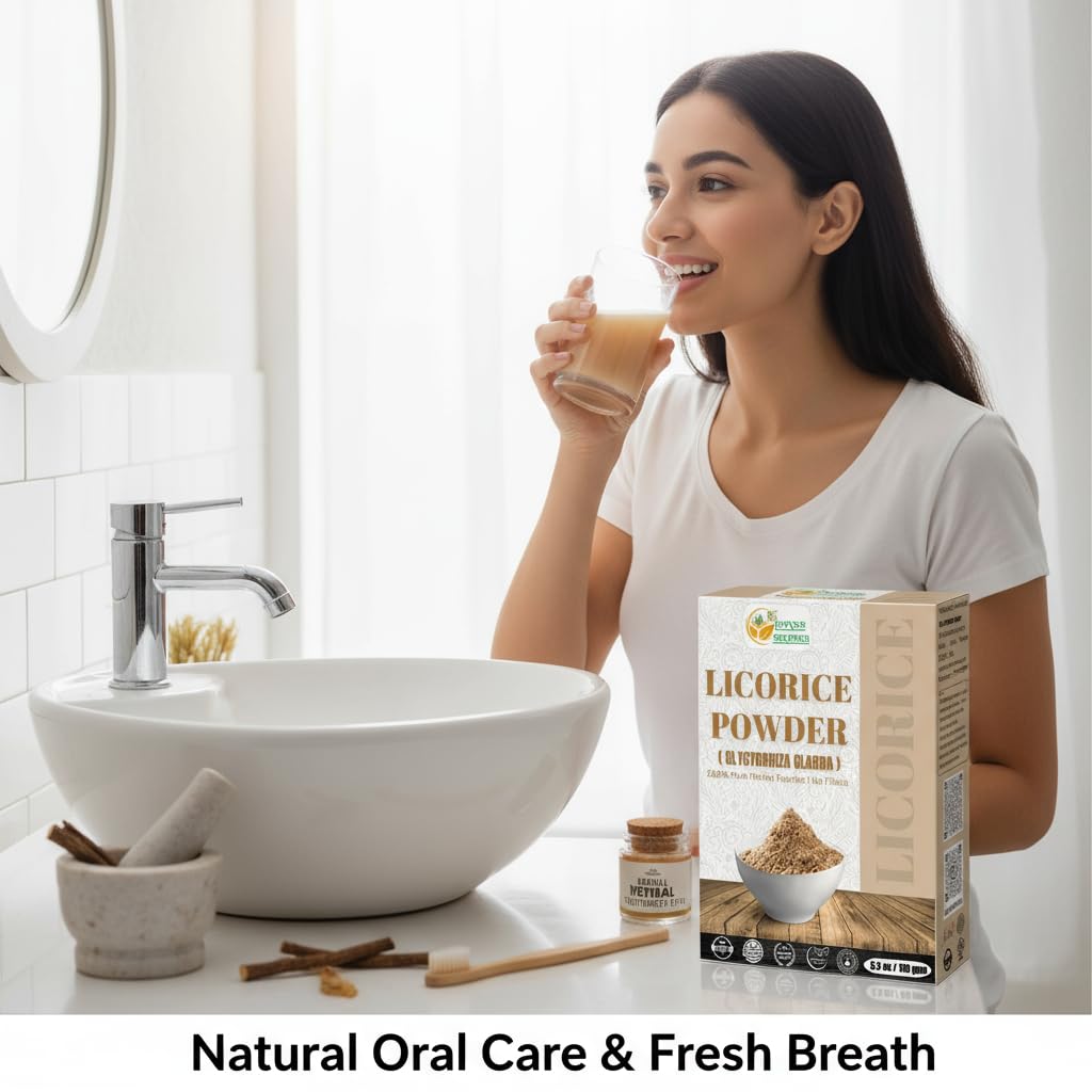 Natural Glycyrrhiza glabra powder in a bowl for tea preparation