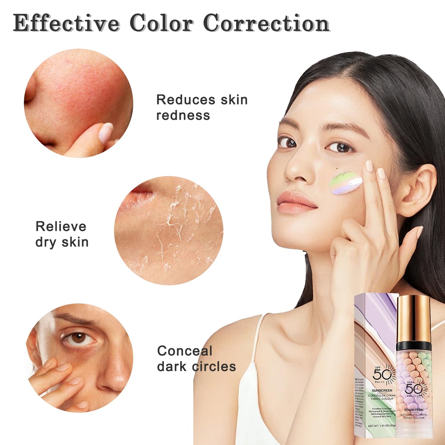 Model applying Vienflona tri-color primer on face