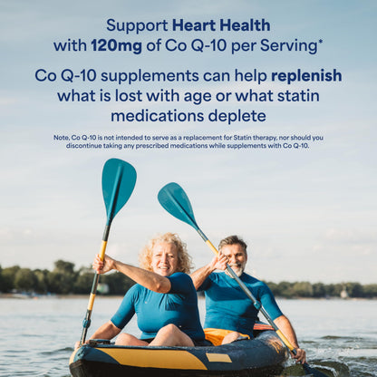 Authentic Puritan's Pride heart health supplement bottle with 120 rapid release softgels displayed on Rudra Retails