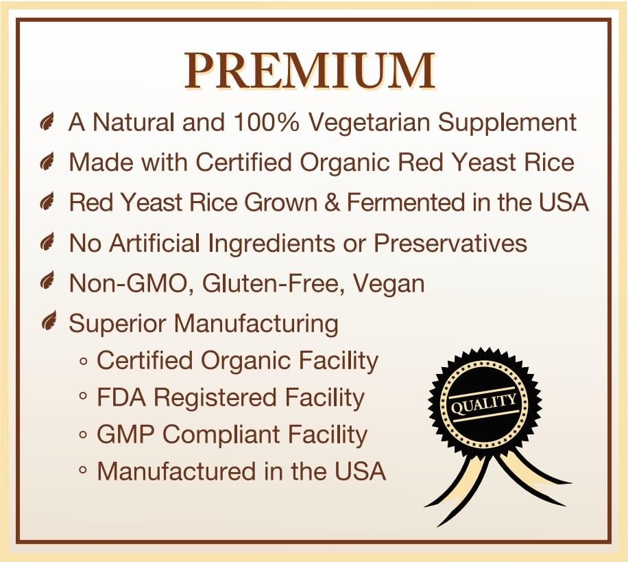 USA imported organic red yeast rice cholesterol support capsules