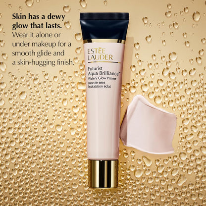 Estée Lauder Futurist Aqua Brilliance primer tube with packaging box on flat surface