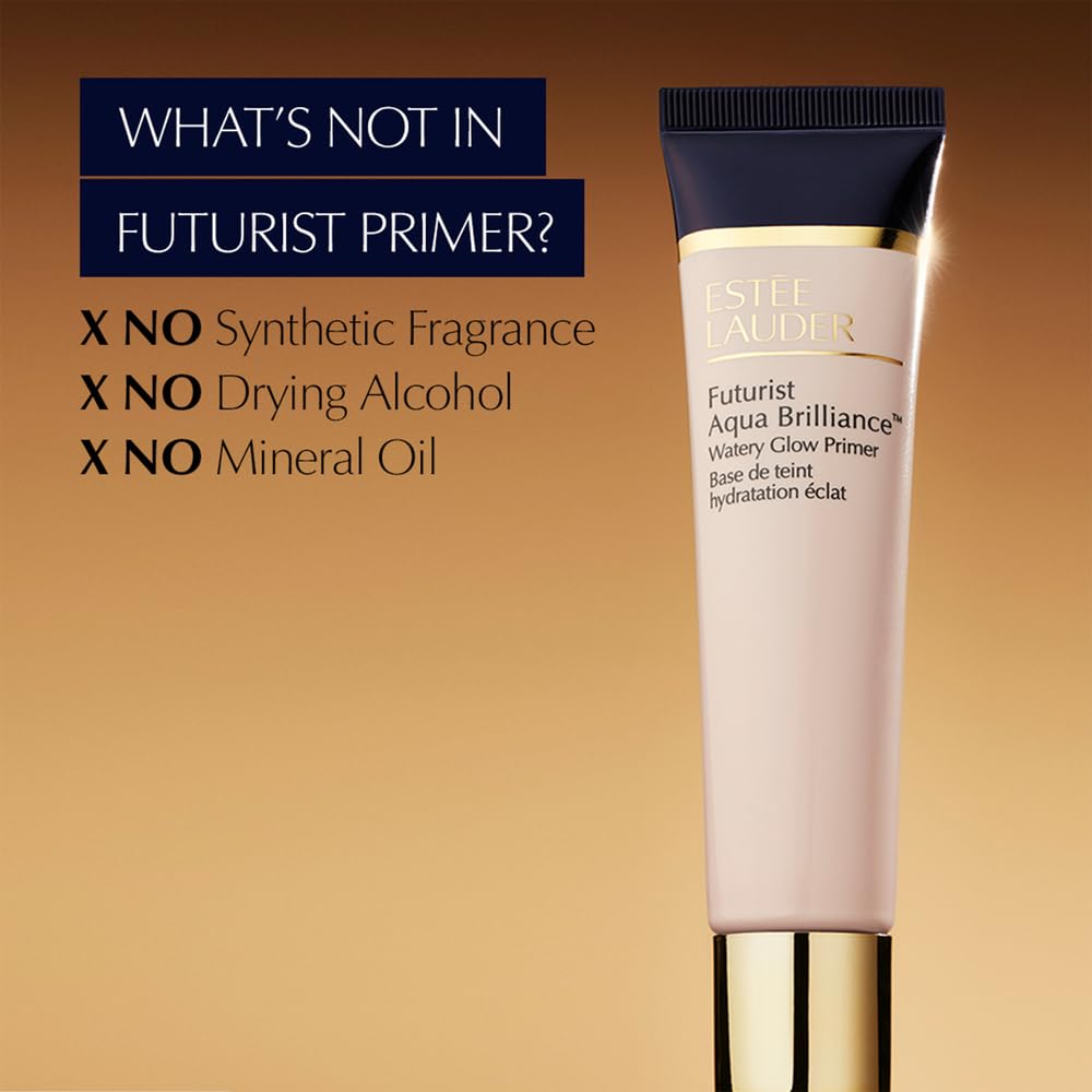 Estée Lauder 40ml watery glow primer tube held in hand showing size details