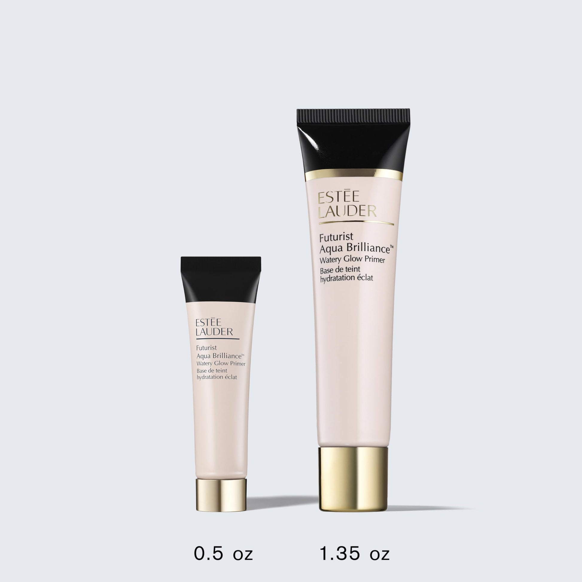 Estée Lauder Futurist Aqua Brilliance primer tube angled view highlighting brand logo