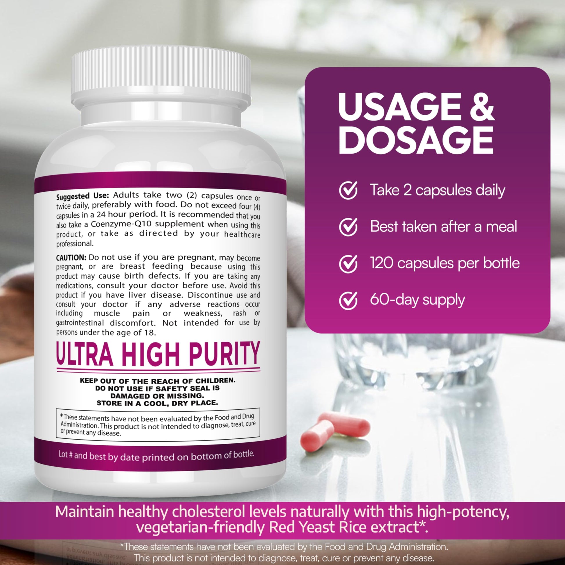 Arazo Nutrition citrinin free vegetarian capsules supplement back panel facts
