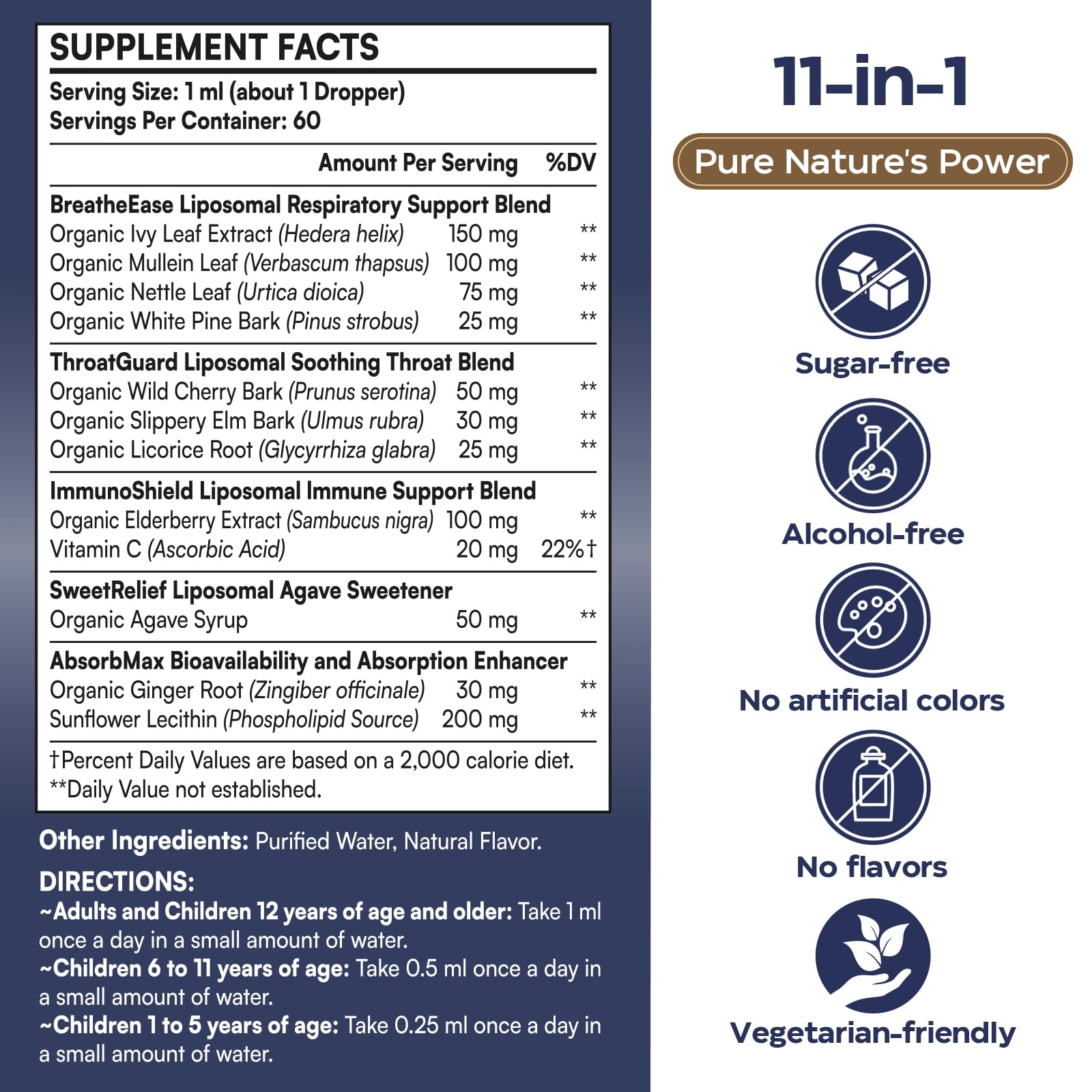 Corpofuerte respiratory relief drops nutritional label details