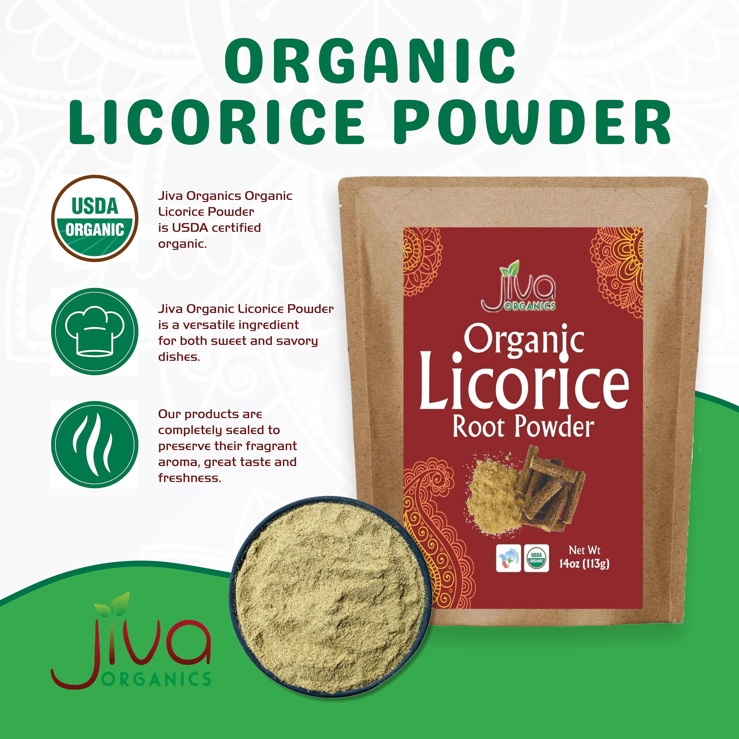 Close up of organic Mulethi powder texture