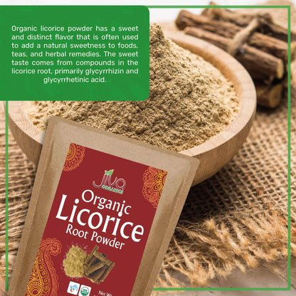 Jiva Organics licorice powder resealable kraft bag packaging