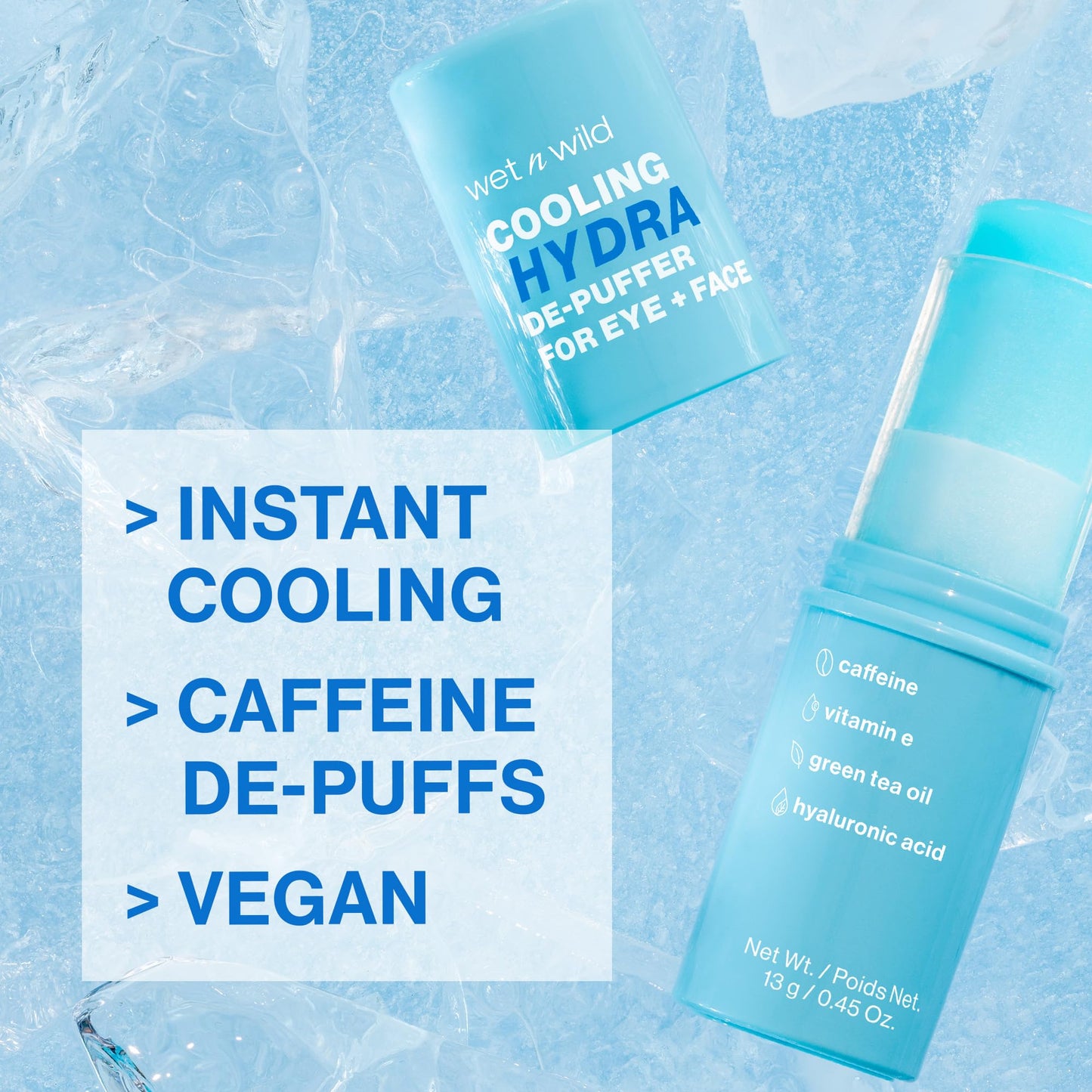 Wet N Wild Hydra De-Puffer stick ingredients and benefits label