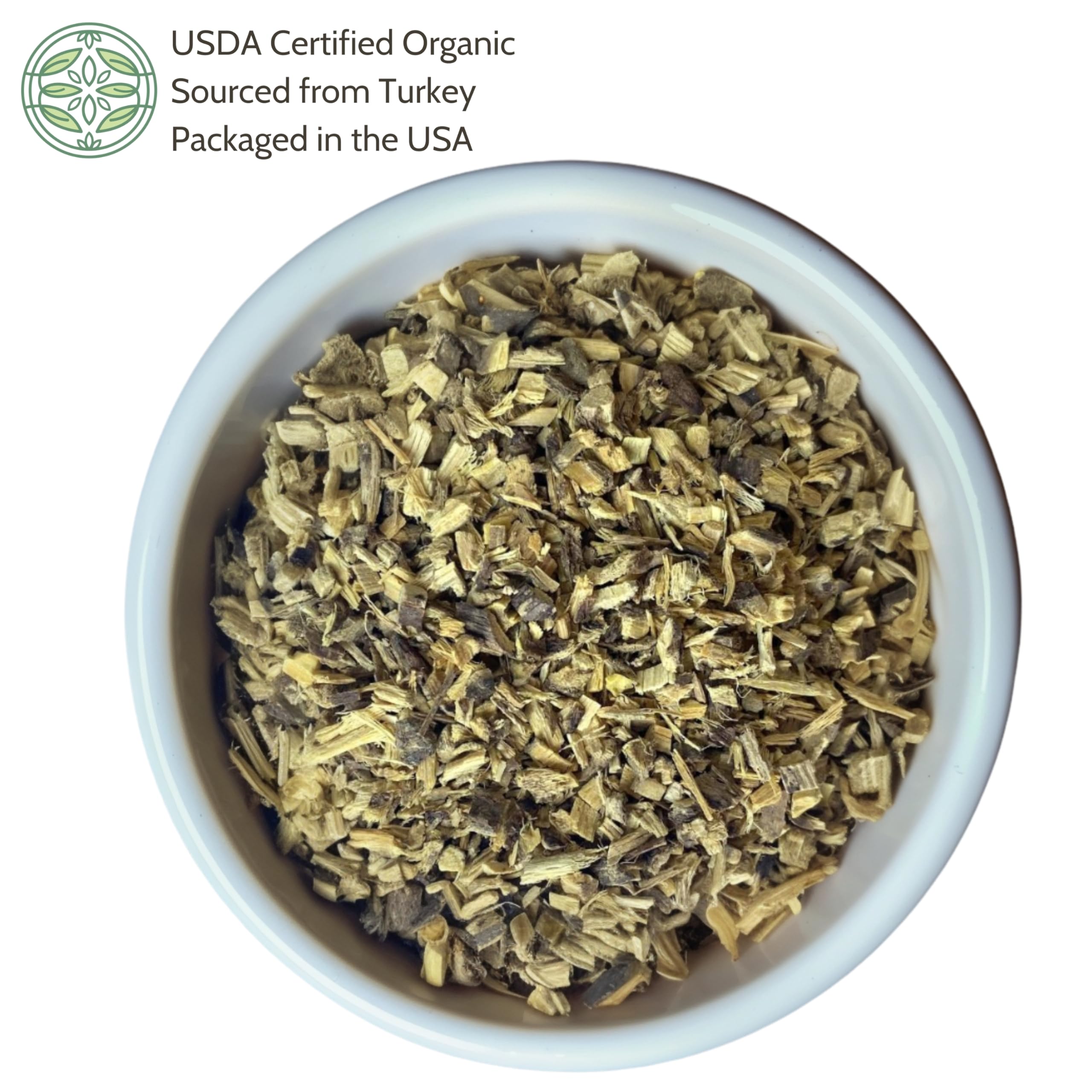 Close up of cut and sifted licorice root texture