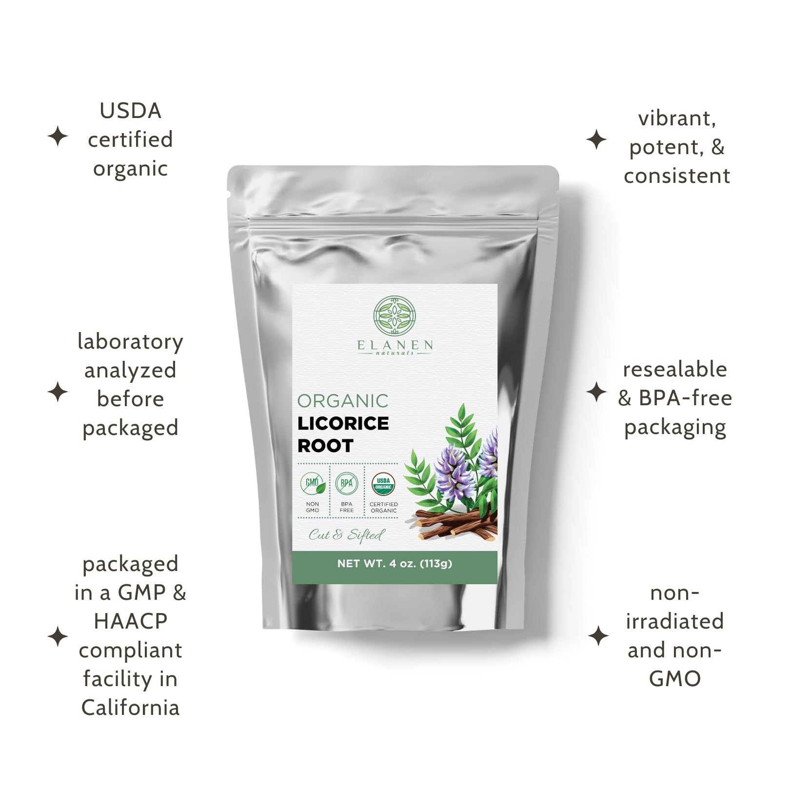 USDA organic certification seal on Elanen Naturals product