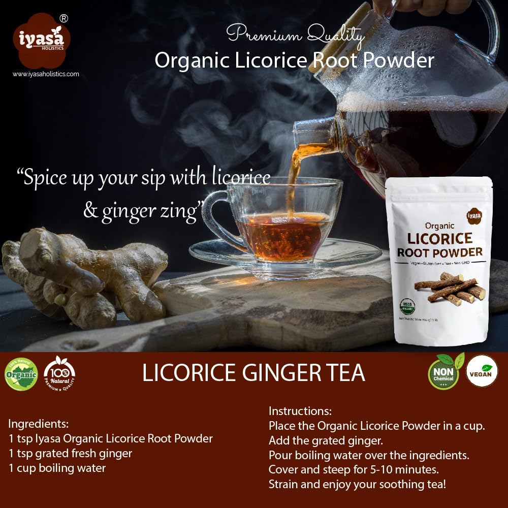 Iyasa Holistics licorice powder in a bowl for Ayurvedic use