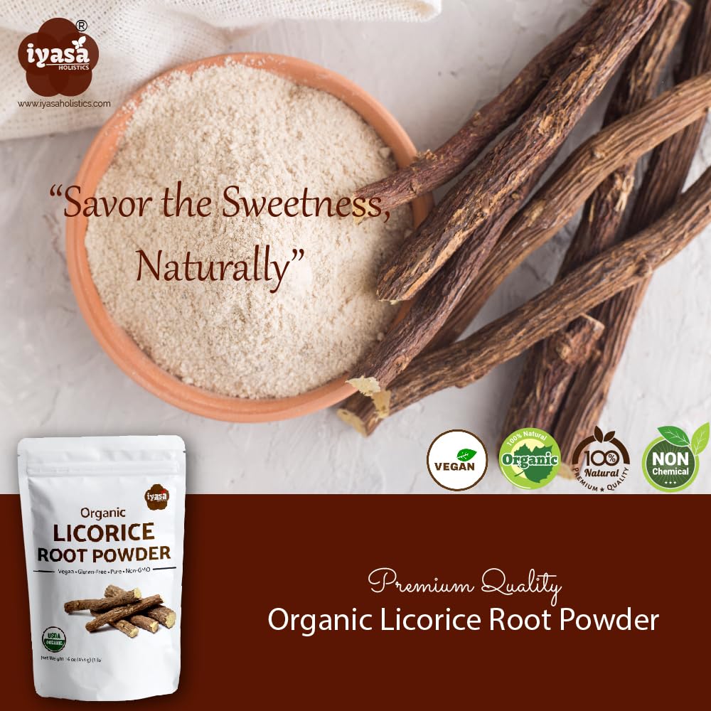 Resealable 4 Ounce pouch of Iyasa Holistics organic licorice root supplement