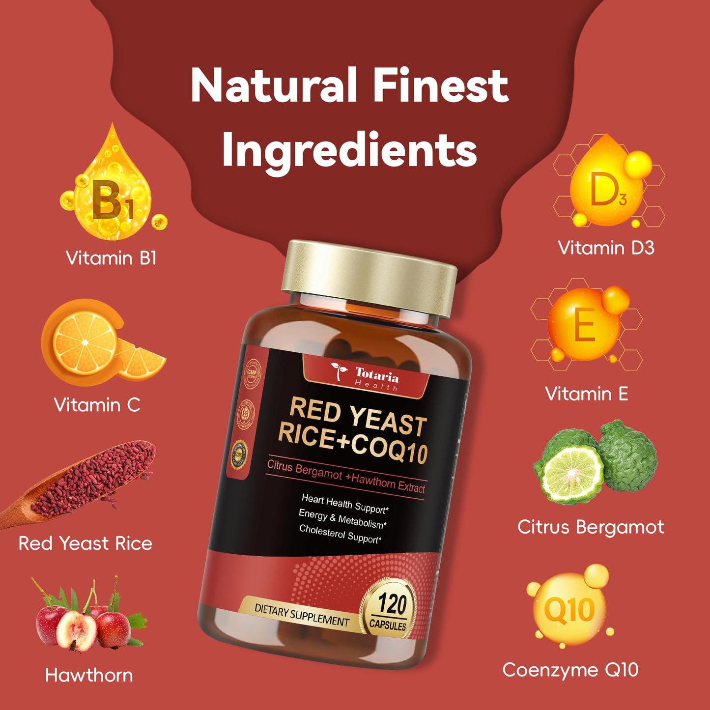 Totaria Red Yeast Rice supplement facts label