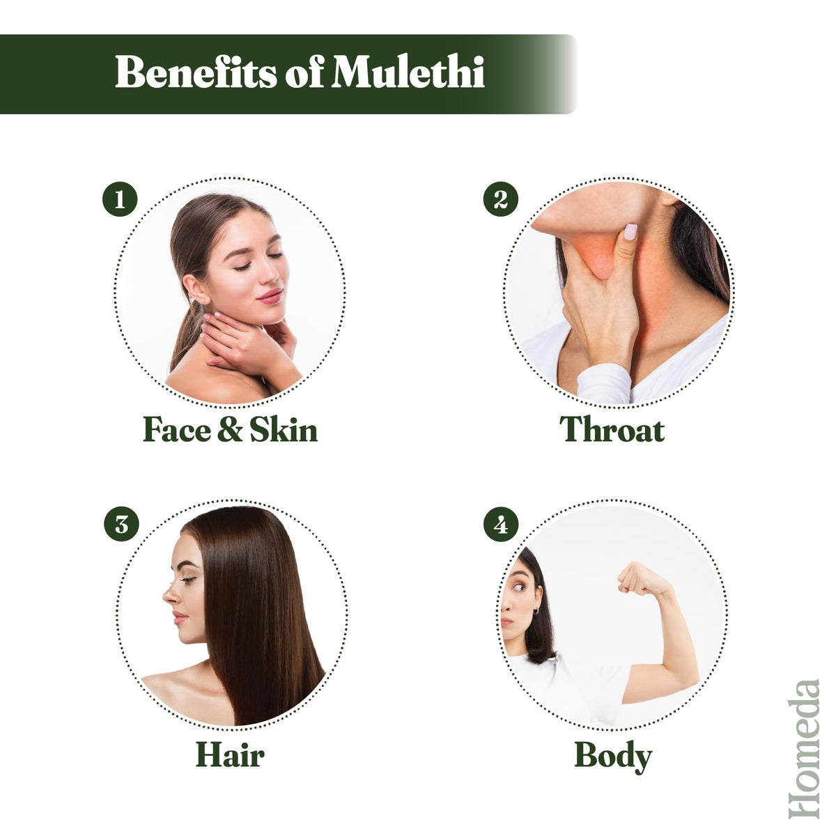Top view of Homeda organic mulethi powder for hair and skin