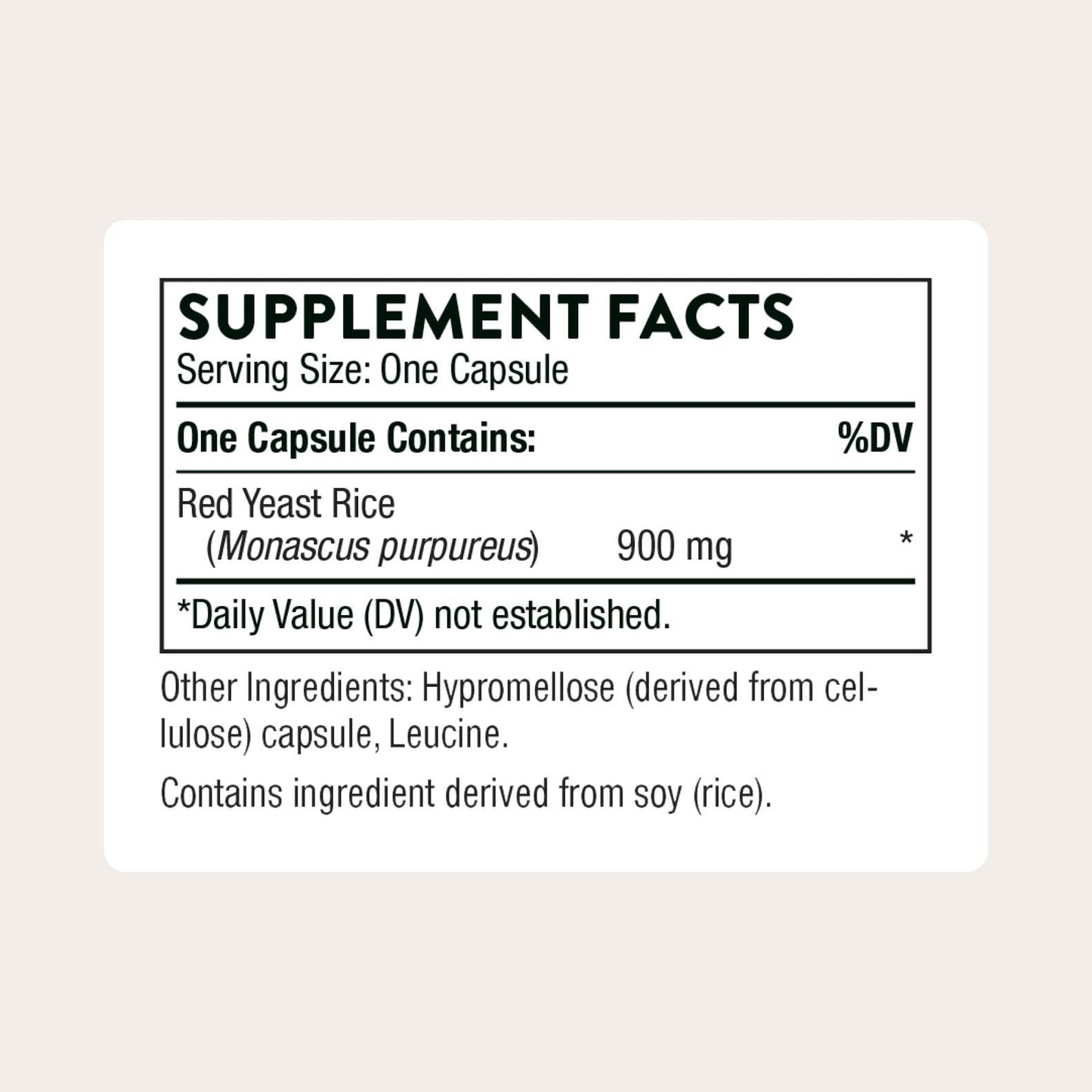 Thorne Choleast 900 milligrams supplement facts label showing ingredients