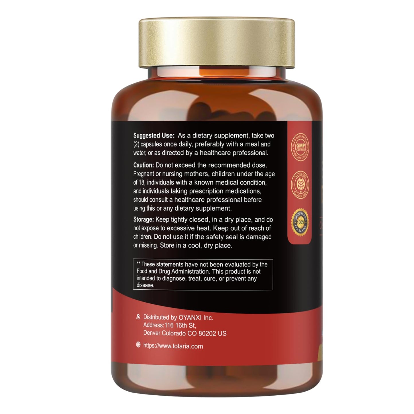 Totaria Citrinin Free quality assurance seal on bottle