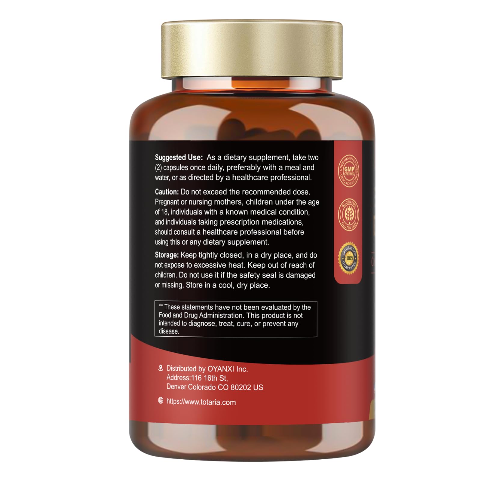 Totaria Citrinin Free quality assurance seal on bottle