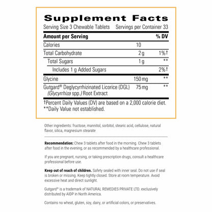 Integrative Therapeutics Rhizinate 100 chewable tablets supplement facts label
