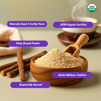 Close up of Spice Profile Mulethi powder texture
