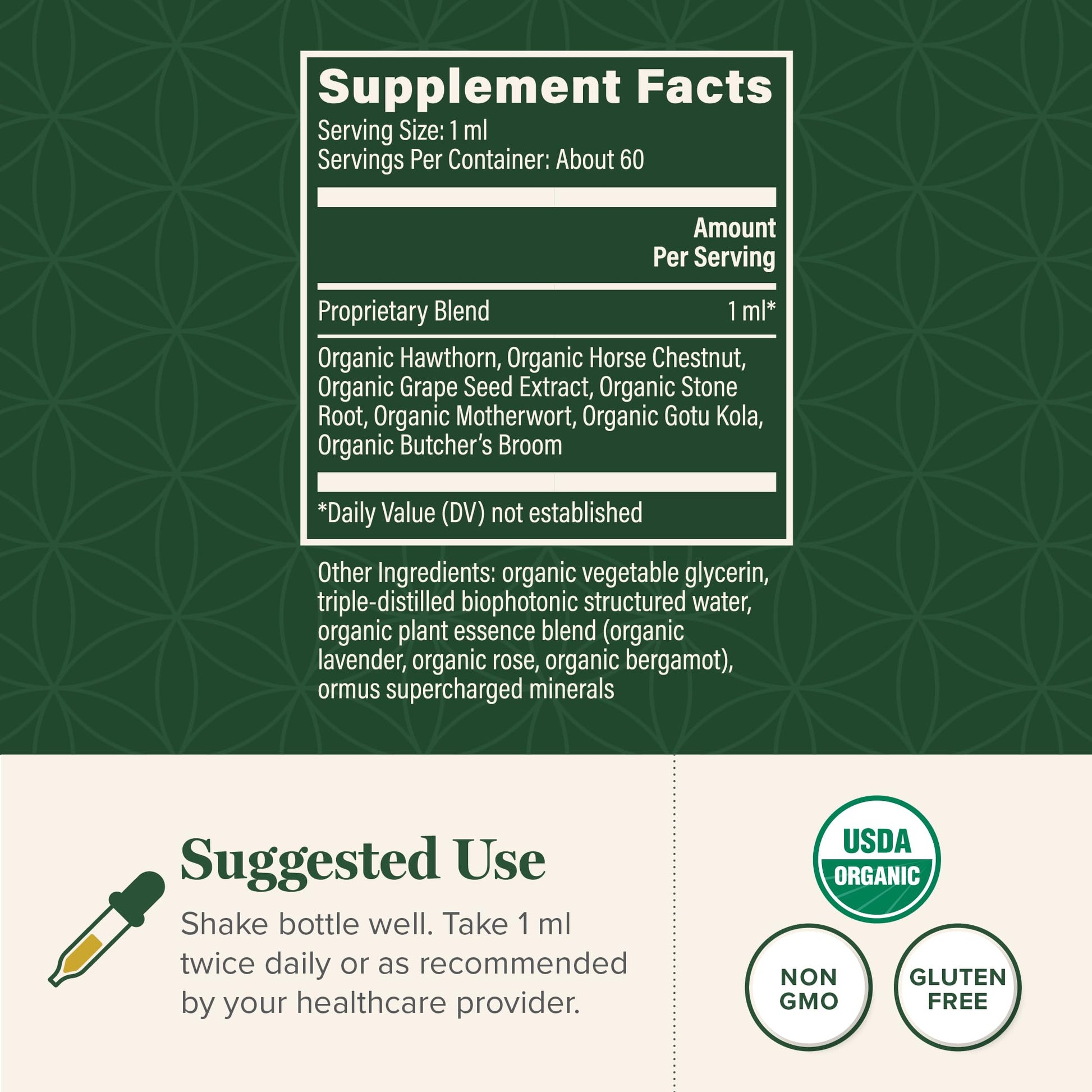 Organic herbal ingredients of Vein Health extract