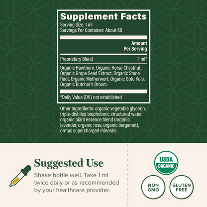 Organic herbal ingredients of Vein Health extract