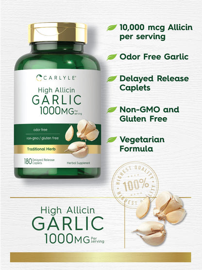 Carlyle high potency garlic 1000mg vegetarian caplets for immune support
