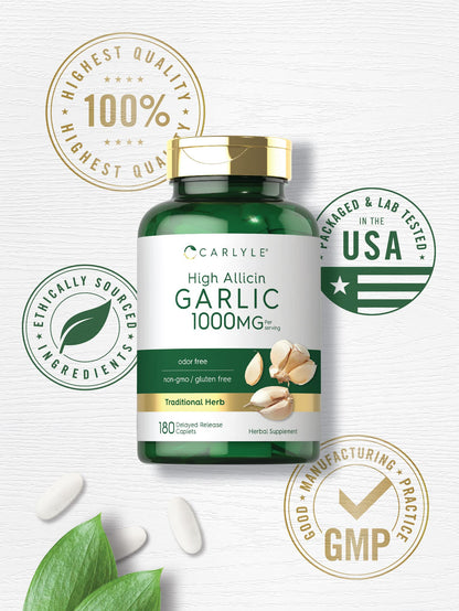 Delayed release deodorized garlic extract 180 count bottle for zero bad breath