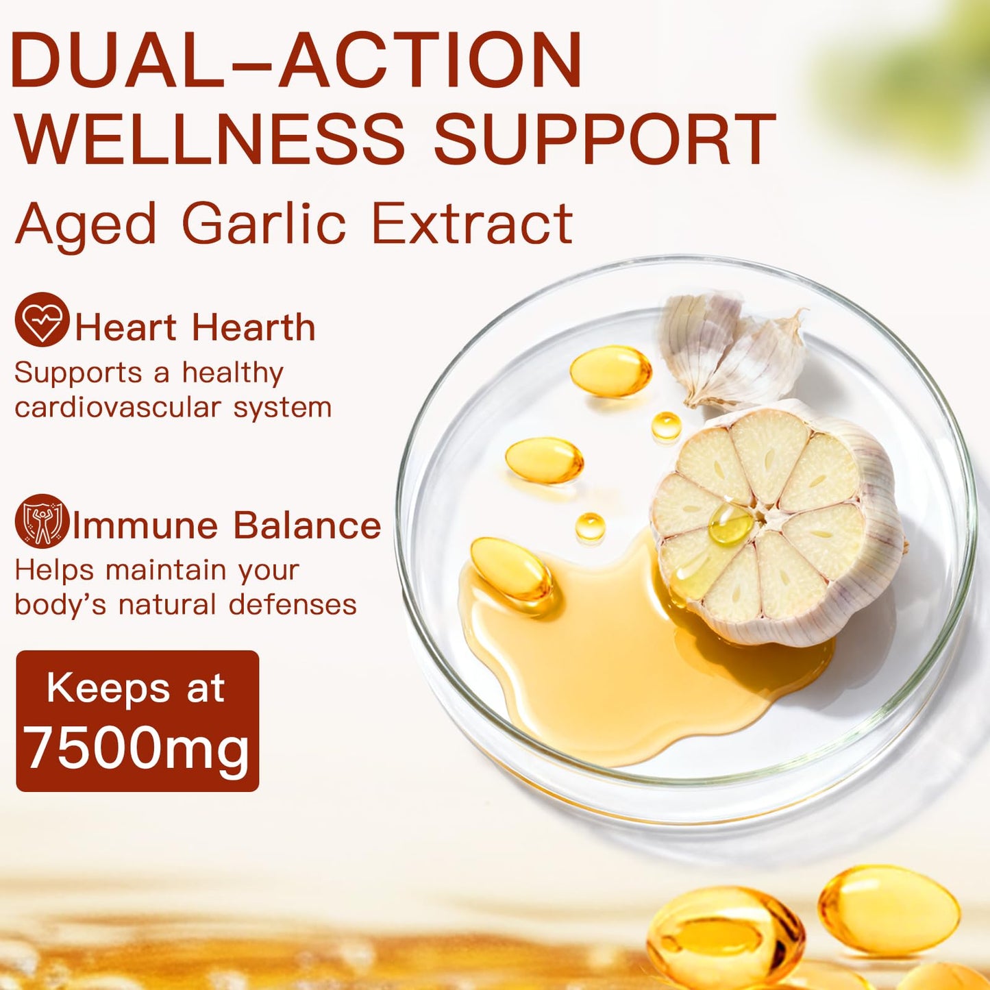 Non-GMO and gluten-free vegetarian garlic softgels for healthy circulation and blood pressure management