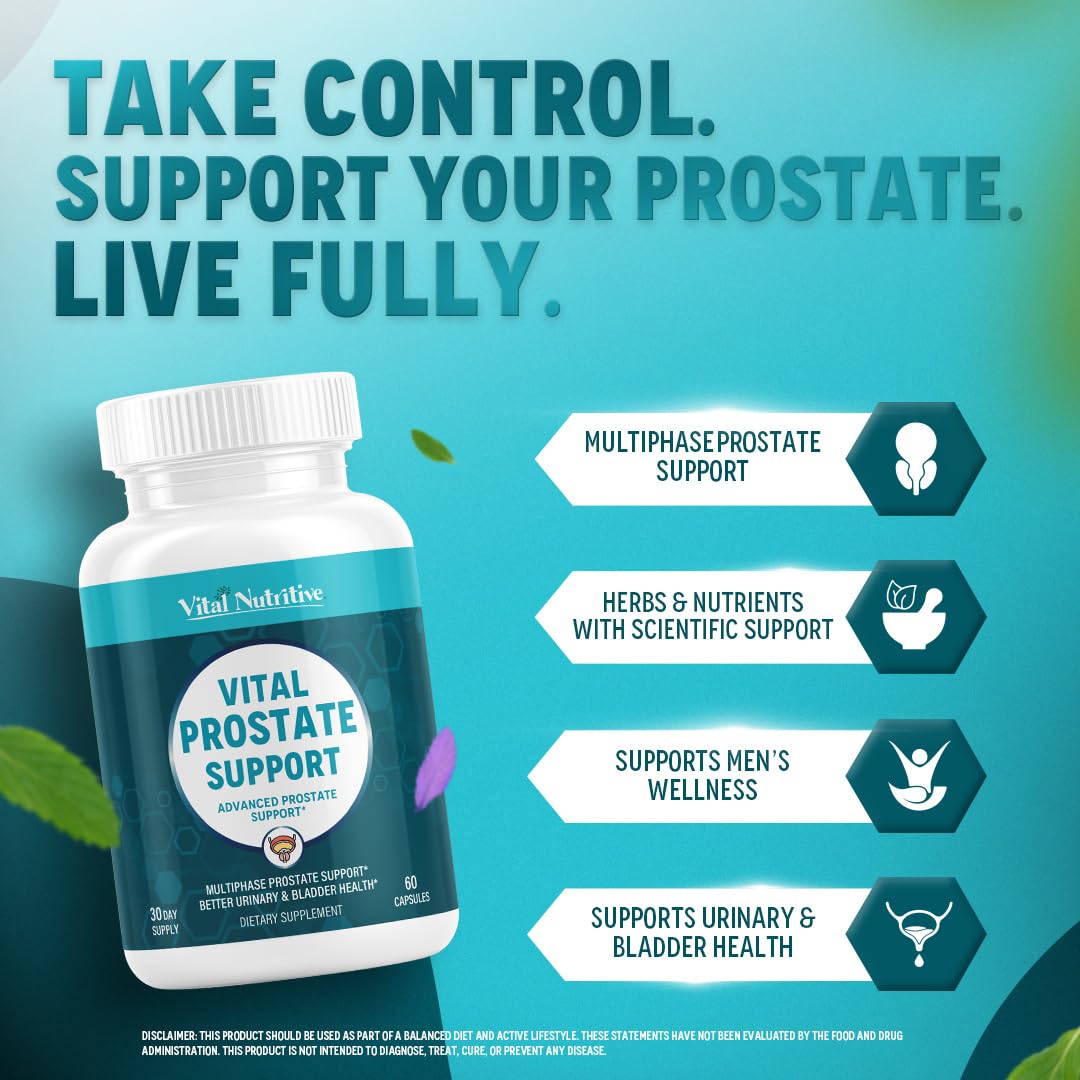 Vital Nutritive Prostate Support supplement facts label showing saw palmetto and zinc ingredients