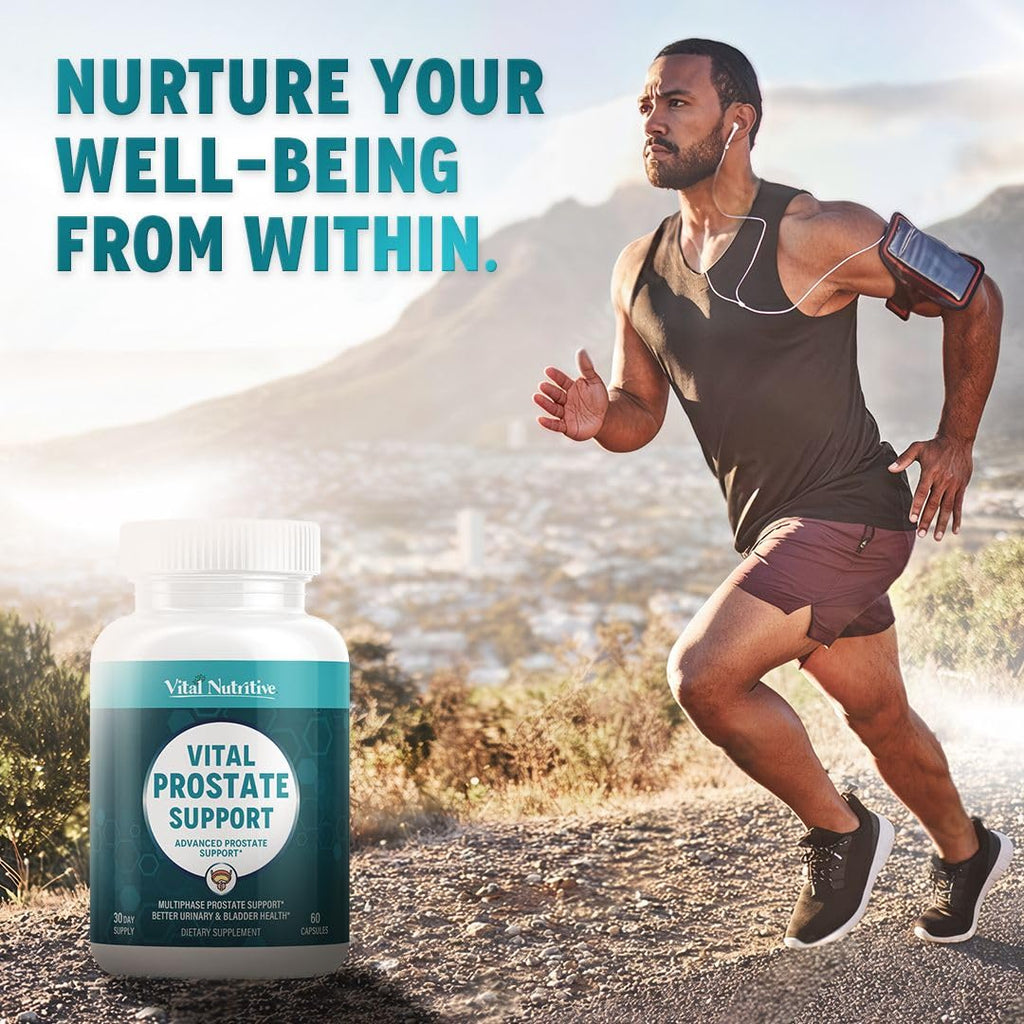 Vital Nutritive Prostate Support premium dietary supplement packaging showcasing its multiphase herbal formula
