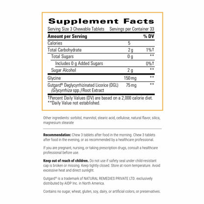 Integrative Therapeutics Rhizinate sugarless chewable tablets label details