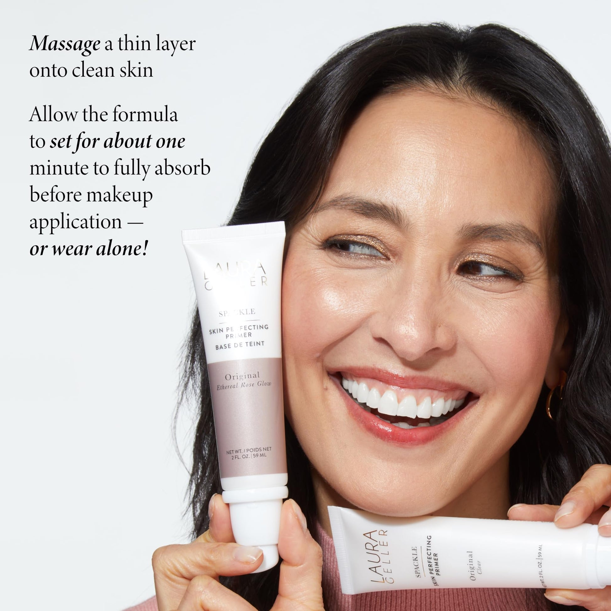 Comparison of skin glow effect using Laura Geller Spackle Ethereal Rose