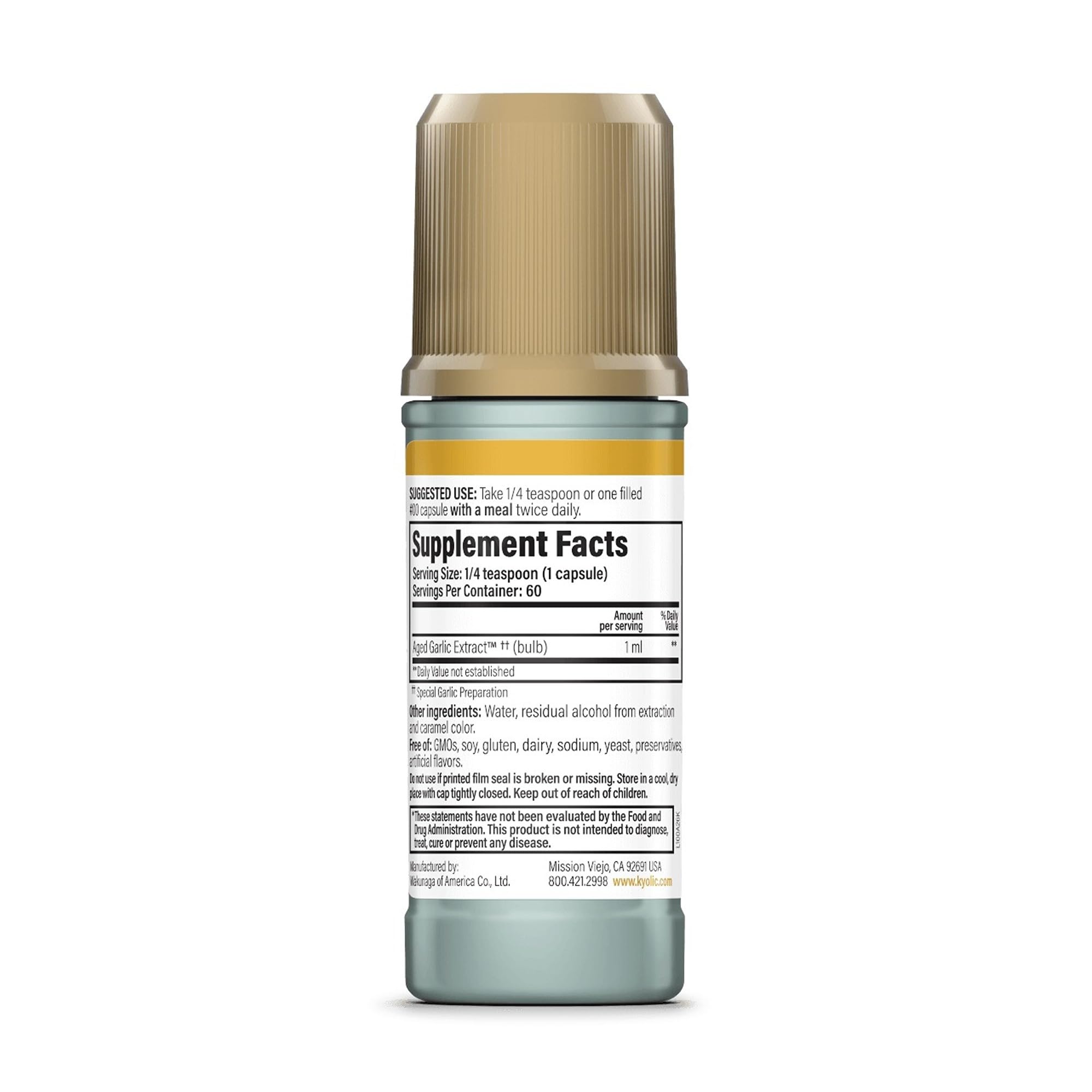 Kyolic odorless aged garlic liquid supplement twin pack bottles.