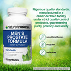 Side profile of imported Nature's Wonder men's prostate dietary supplement