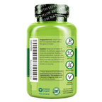 NATURELO Prostate supplement showing saw palmetto and pygeum bark ingredient callouts.