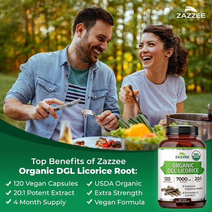 Close up of Zazzee Organic DGL Licorice USDA seal