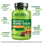 NATURELO Prostate and Urinary health supplement packaging details and capsule count.