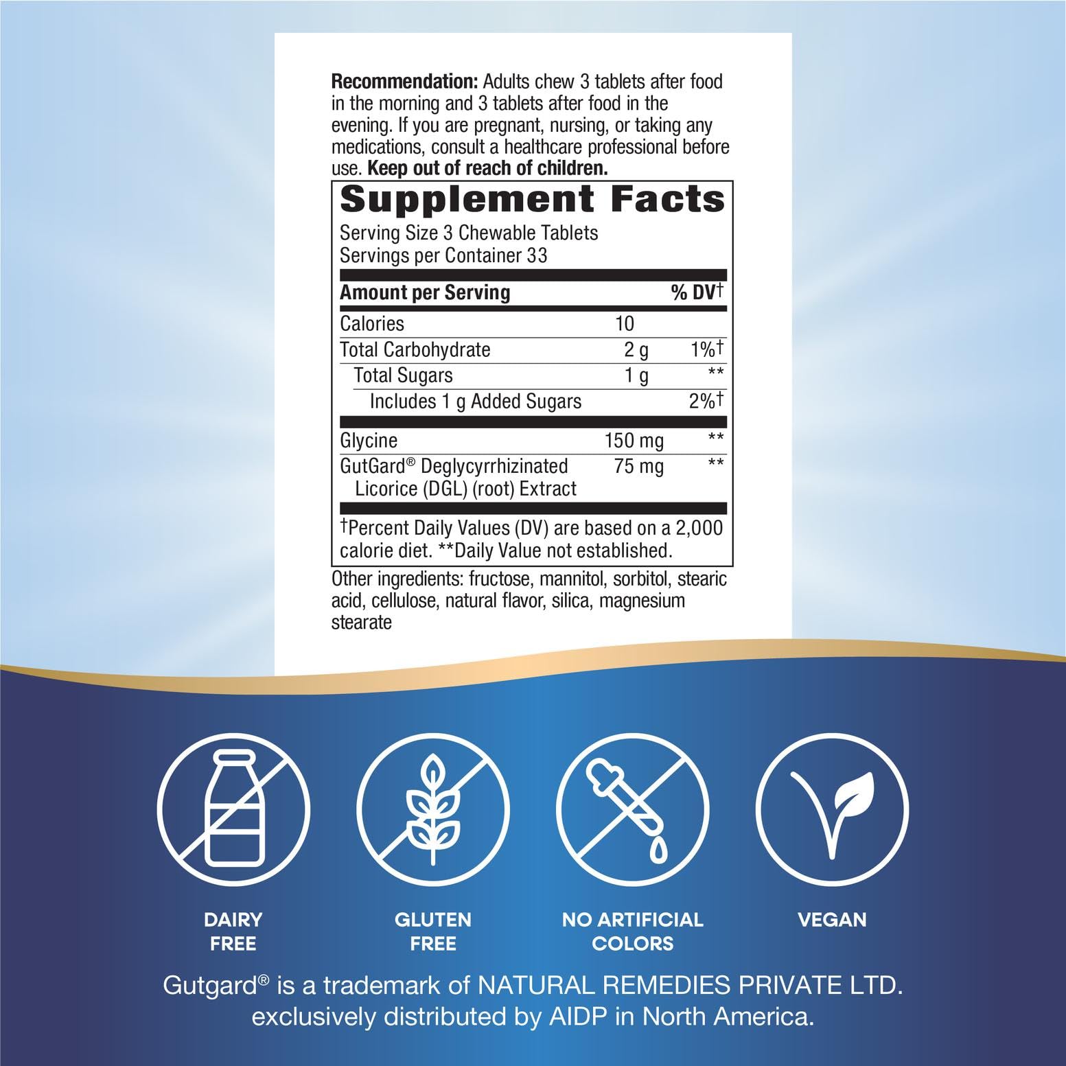 Nature's Way DGL supplement bottle side label