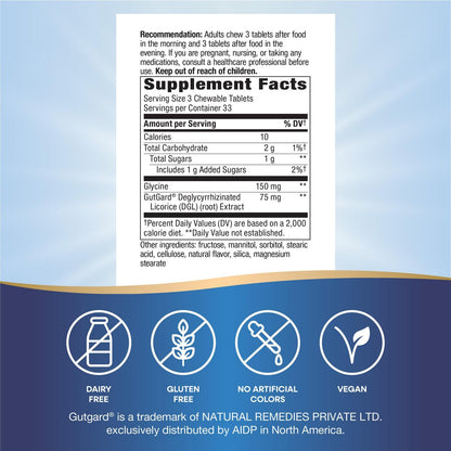 Nature's Way DGL supplement bottle side label