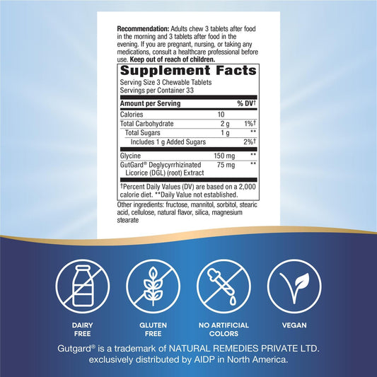 Nature's Way DGL supplement bottle side label