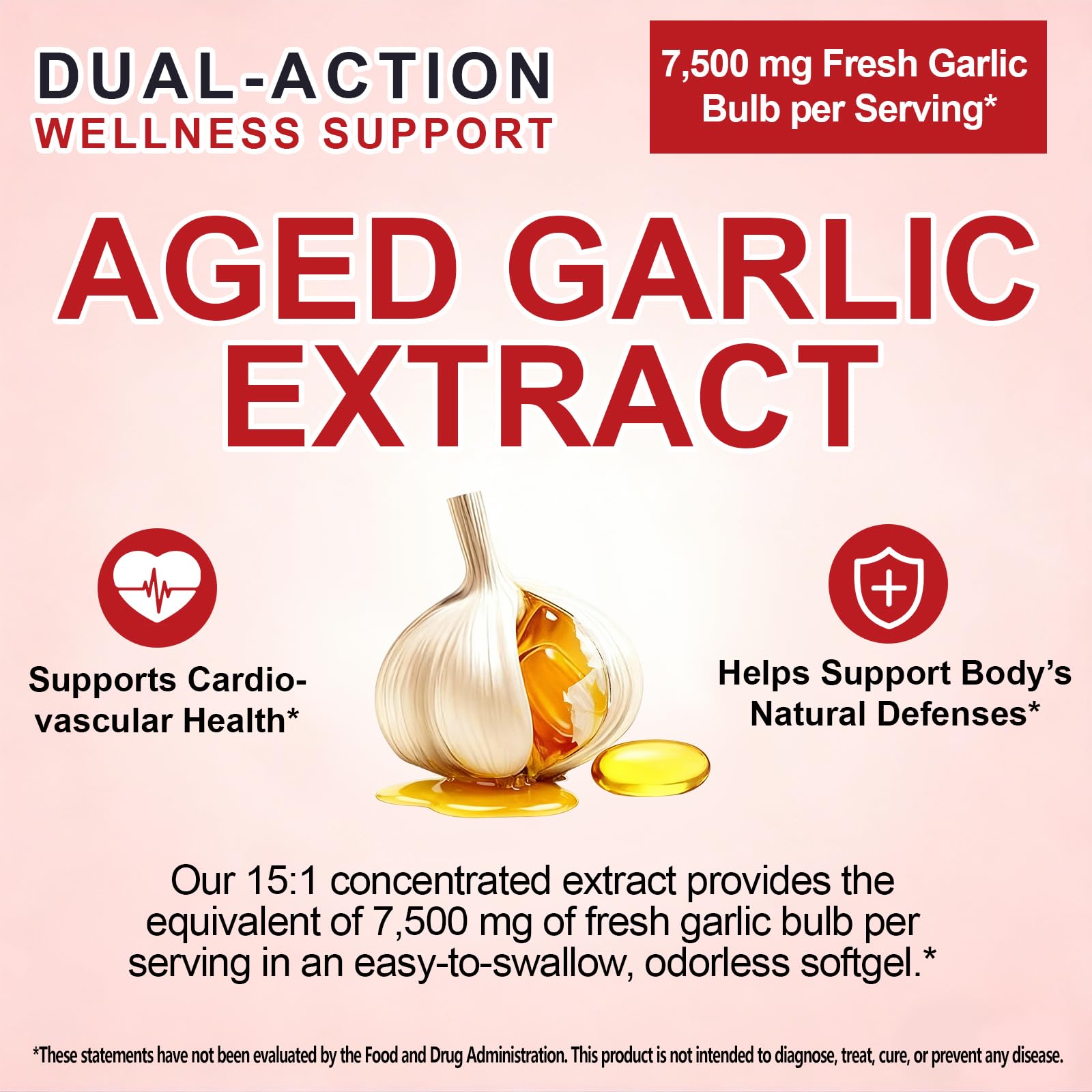 Premium 15 to 1 concentrated garlic herbal supplement for antioxidant wellness