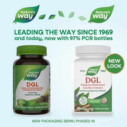 Close up of Nature's Way DGL chewable tablets