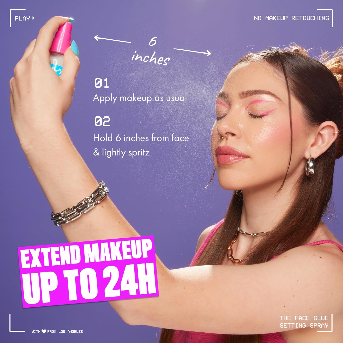 Back of the bottle showing Nyx The Face Glue setting spray ingredients